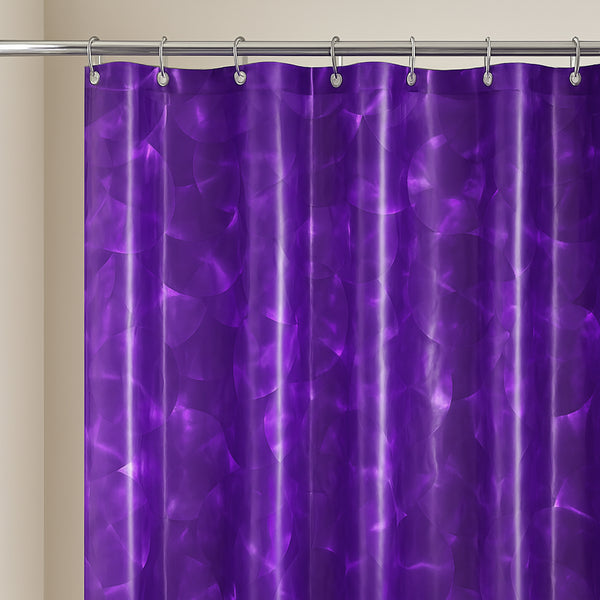 Purple Circles Geometric Glam luxury Vinyl Shower Curtain With 12 Plastic Curtain Hooks - 71" x 71"