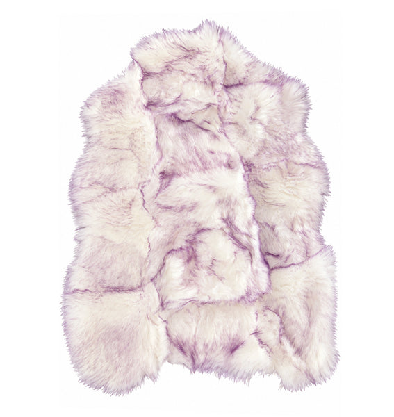 2-Tone Purple White Soft Fluffy Shag Faux Sheepskin Fur Area Rug - 2'x3' Feet