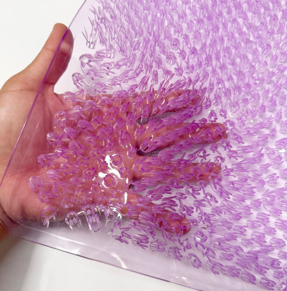 Purple Transparent Non-Slip Shower Tub Mat PVC Bathtub Safety Mat with Suction Cups & Soft Massage Loofah Surface - 35"x16"