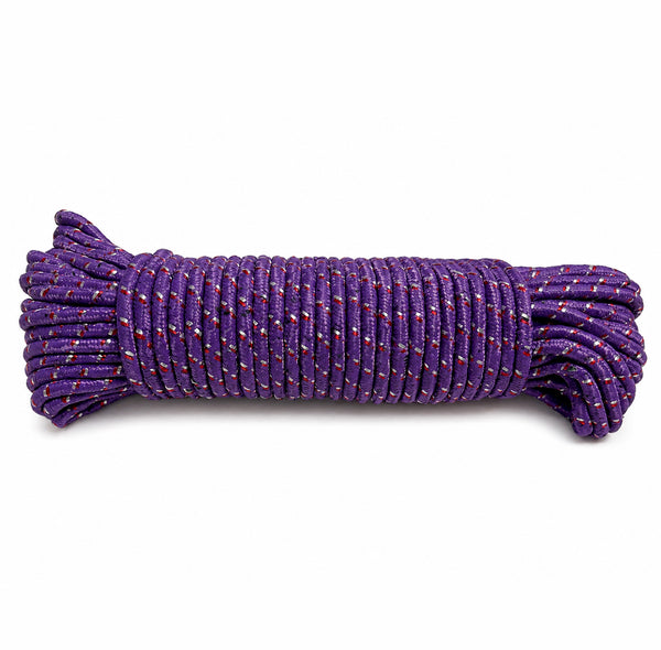 Purple Braided Utility Rope for Camping, Outdoor & Household Use - 98.5 Feet