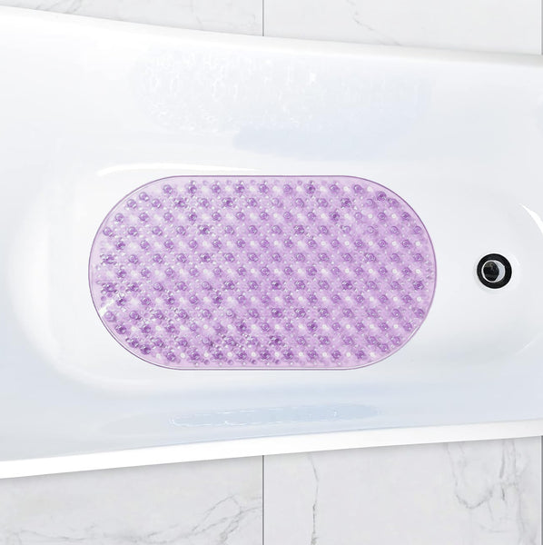 Purple Bubbles Vinyl Non-Slip Bathtub Shower Mat With Suction Cups -27" x 15"