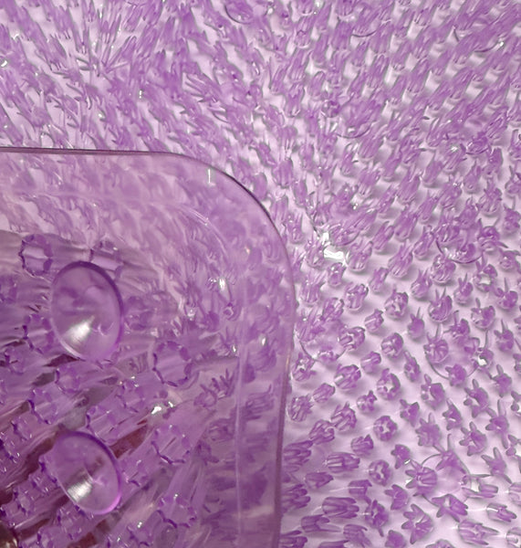 Purple Transparent Non-Slip Shower Tub Mat PVC Bathtub Safety Mat with Suction Cups & Soft Massage Loofah Surface - 35"x16"