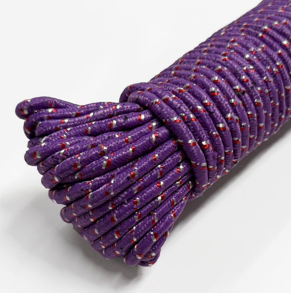 Purple Braided Utility Rope for Camping, Outdoor & Household Use - 98.5 Feet