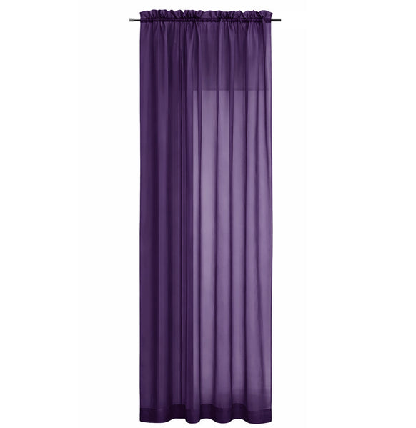 1 Piece Purple Sheer Rod Pocket Window Curtain Panel - 90" Inches Long