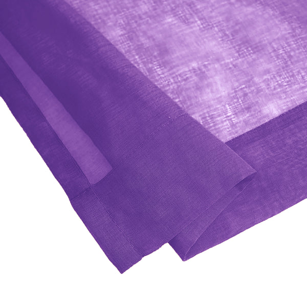 84" Inches Long - Purple Sheer Window Rod Pocket Curtain Set (2 Panels)