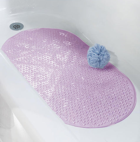 Purple Bubbles Vinyl Non-Slip Bathtub Shower Mat With Suction Cups -27" x 15"