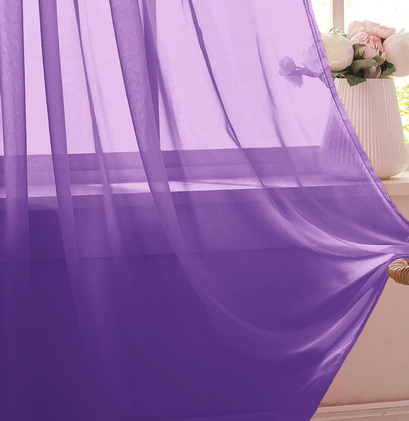 1 Piece Purple Sheer Rod Pocket Window Curtain Panel - 63" Inches Long