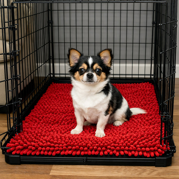 30"x20" - Red Dog Door Mat Non-Slip Super Absorbent Quick Dry Chenille Microfiber Washable Pet Rug for Muddy Paws