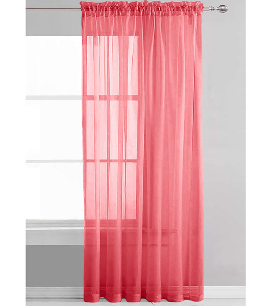 1 Piece Red Sheer Rod Pocket Window Curtain Panel - 90" Inches Long