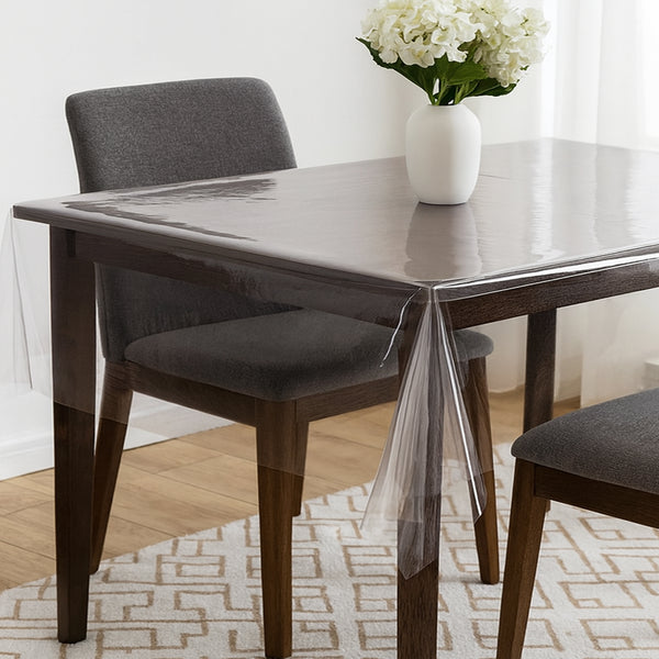 Premium Clear Plastic Vinyl Table Cover Tablecloth Protector - Sold Folded (0.36 Millimeters Thick)