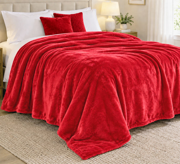 Solid Red Ultra Plush Fleece Ultra Soft Warm Cozy Bed Blanket