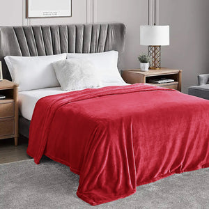 Red Extra Soft Cozy Microfiber Solid Color Throw Picnic Sofa Bed Blanket