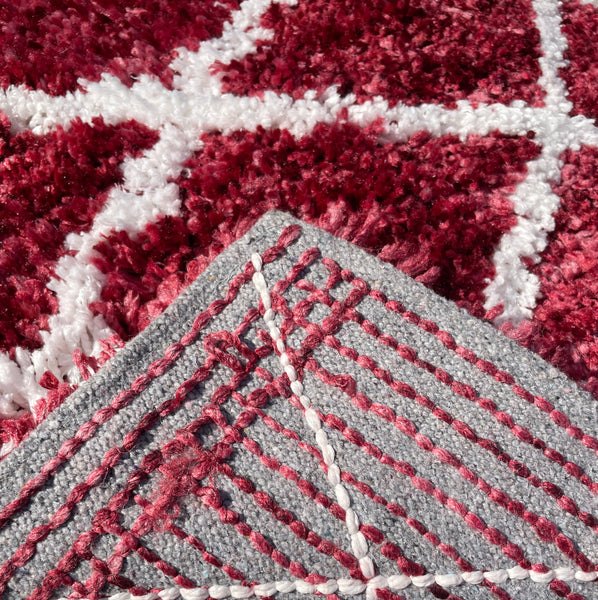 Red 2 Piece Trellis Plush Thick Soft Cozy Microfiber Bath Mat Set