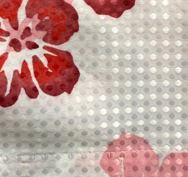 72" x 72" - Red Floral Fabric Textured Glam luxury Shower Curtain With 12 Metal Roller Ball Hooks