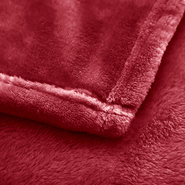 Red Extra Soft Cozy Microfiber Solid Color Throw Picnic Sofa Bed Blanket