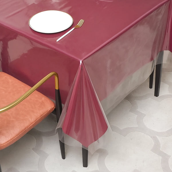 Premium Clear Plastic Vinyl Table Cover Tablecloth Protector - Sold Folded (0.36 Millimeters Thick)