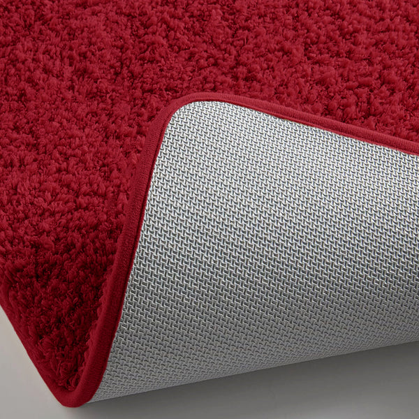 Large 2 Piece Red Microfiber Soft Thick Plush Bath Mat Set