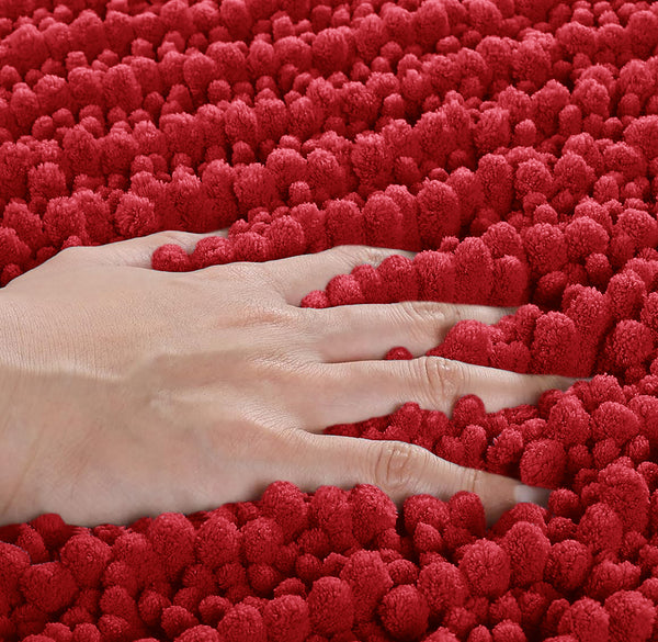 24"x16" - Red Soft Cozy Plush Chenille Bath Mat Bathroom Rug