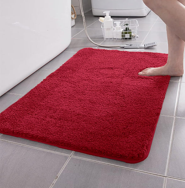 Large 2 Piece Light Grey Microfiber Soft Thick Plush Bath Mat Set