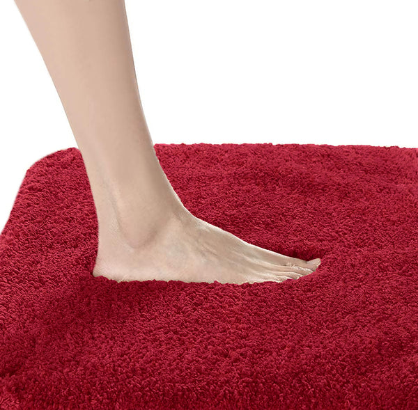Large 2 Piece Light Grey Microfiber Soft Thick Plush Bath Mat Set