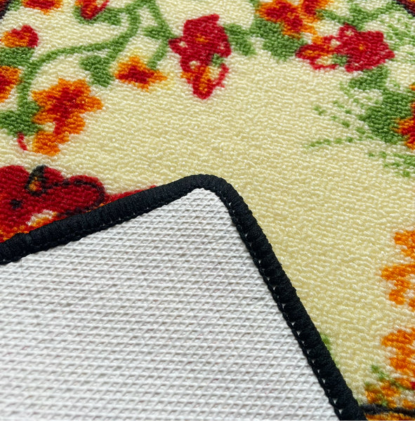Orange Red Rooster Washable Kitchen Mat With Non-Slip Backing - 30"x18"