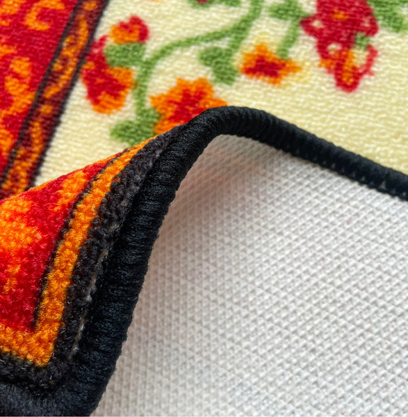 Orange Red Rooster Washable Kitchen Mat With Non-Slip Backing - 30"x18"