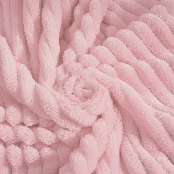 King Size Rose Light Pink Ultra Soft Cozy Textured Fluffy Plush Ribbed Faux Fur Bed Blanket
