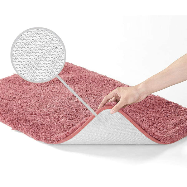 Large 2 Piece Light Grey Microfiber Soft Thick Plush Bath Mat Set