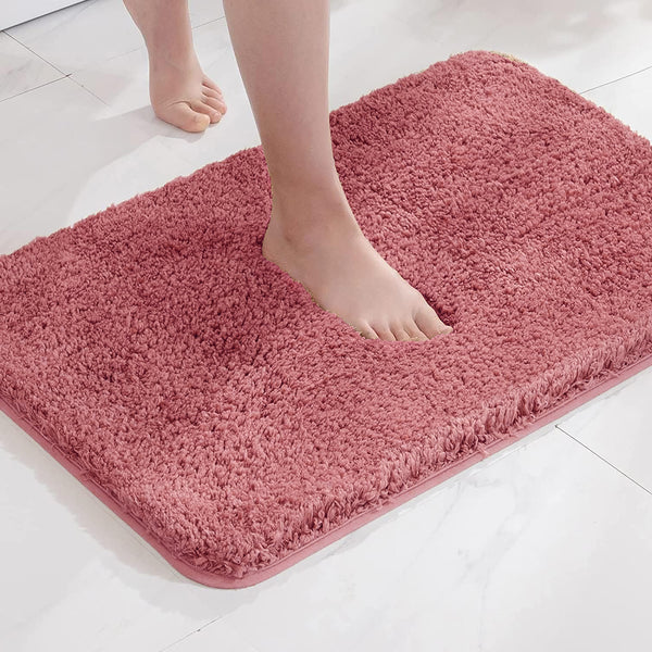 Large 2 Piece Light Grey Microfiber Soft Thick Plush Bath Mat Set