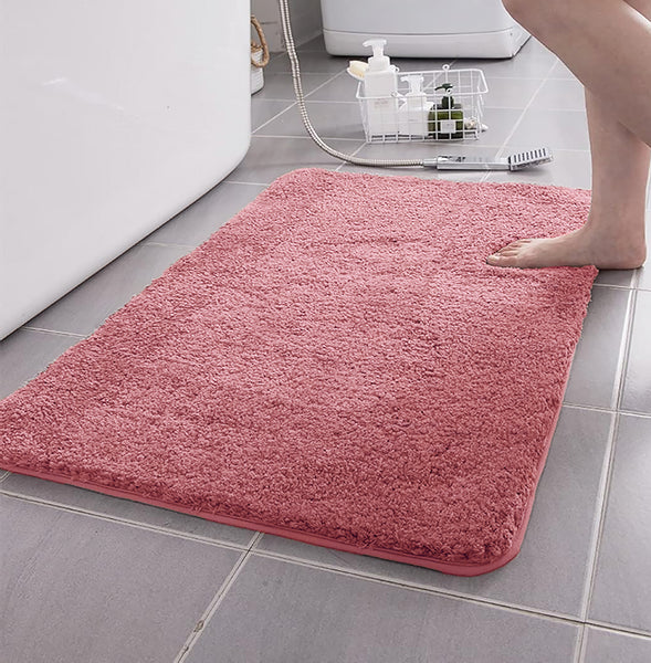 Large 2 Piece Light Grey Microfiber Soft Thick Plush Bath Mat Set