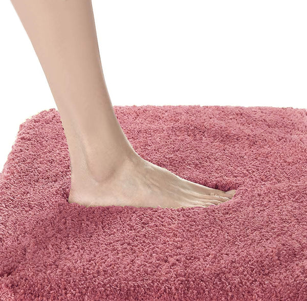 Large 2 Piece Light Grey Microfiber Soft Thick Plush Bath Mat Set