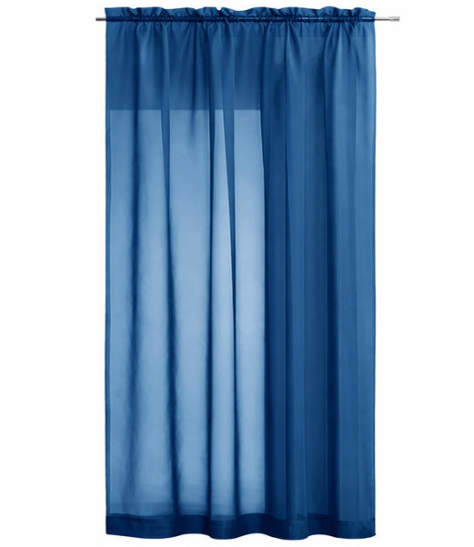 1 Piece Royal Blue Sheer Rod Pocket Window Curtain Panel - 90" Inches Long