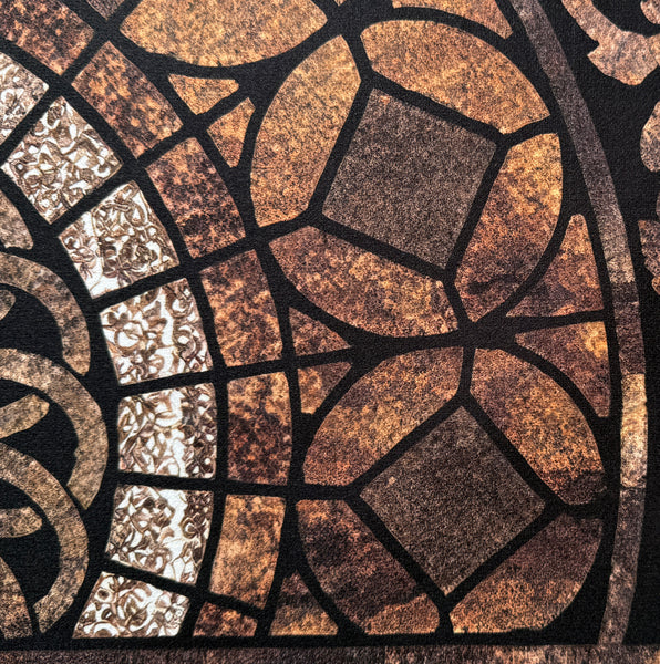 30"x19" - Brown Rust Half-Circle Non-Slip Rubber Washable Low-Pile Indoor Outdoor Entrance Door Mat