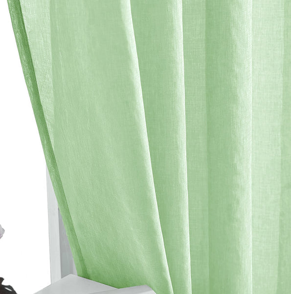 Sage Green Sheer Window Rod Pocket Curtain Set 90" Inches Long (2 Panels)
