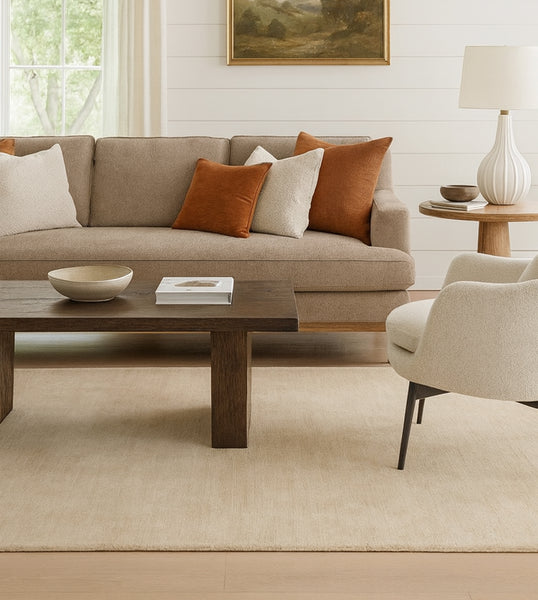 Sand Solid Speckled Wool Handmade Modern Minimal Area Rug