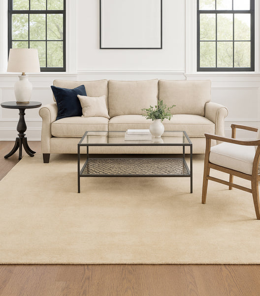 Sand Solid Speckled Wool Handmade Modern Minimal Area Rug
