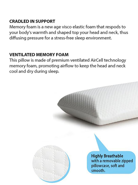 Queen Size Soft Plush Memory Foam Support Pillow