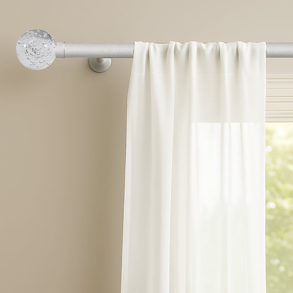 Clear Ball Bubbles Silver Modern Curtain Rod For Windows (48" - 86")