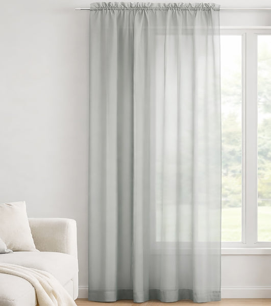1 Piece Silver Sheer Rod Pocket Window Curtain Panel - 90" Inches Long