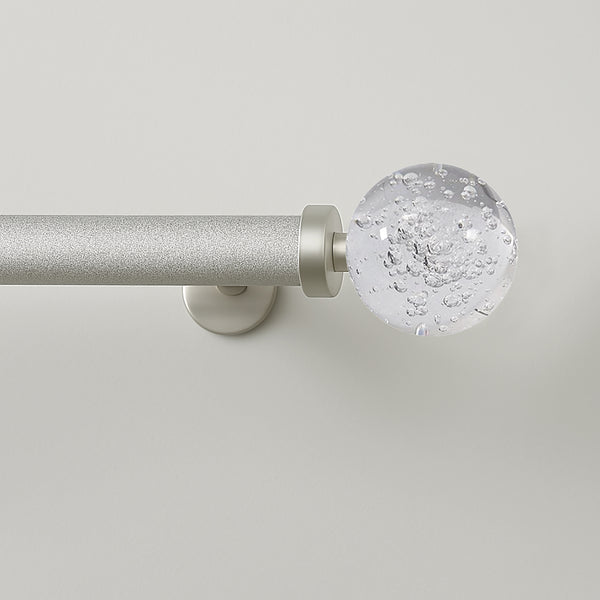 Clear Ball Bubbles Silver Modern Curtain Rod For Windows (66" - 120")