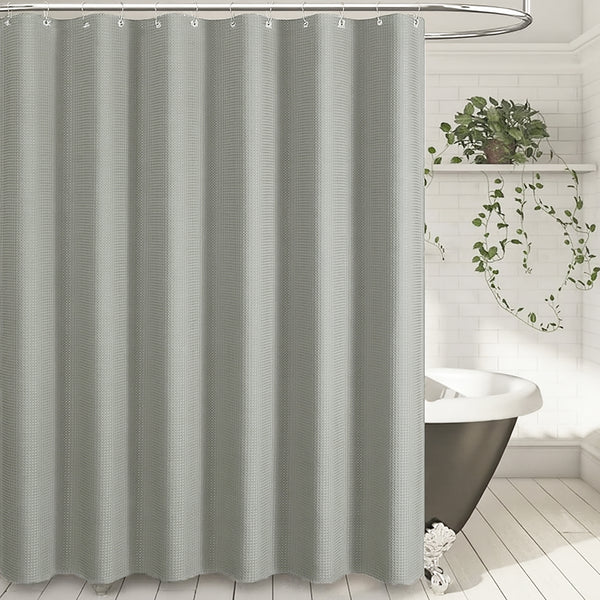 70" x 72" - Silver Fabric Textured Glam luxury Shower Curtain