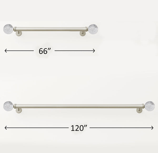 Clear Ball Bubbles Silver Modern Curtain Rod For Windows (66" - 120")