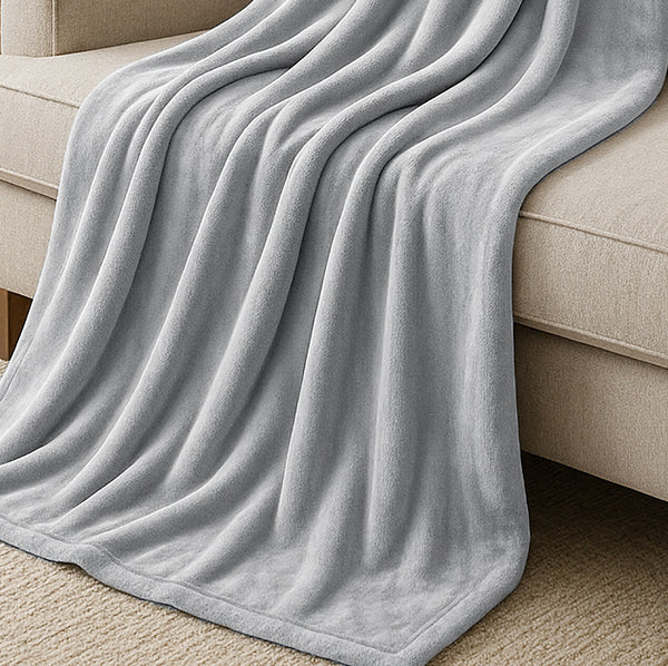 Silver Super Soft Warm Flannel Fleece Plush Microfiber Bed Throw Blanket