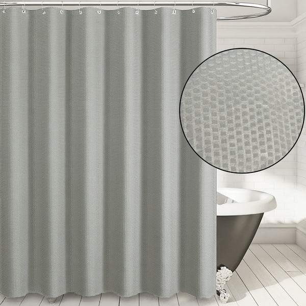 70" x 72" - Silver Fabric Textured Glam luxury Shower Curtain