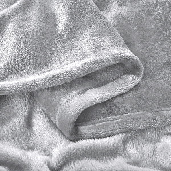 Silver Super Soft Warm Flannel Fleece Plush Microfiber Bed Throw Blanket