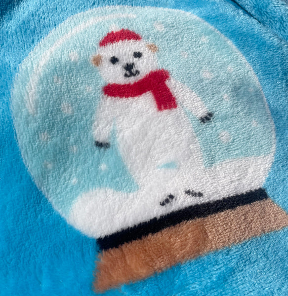 Blue Snow Globes Christmas Holiday Plush Soft Throw Blanket