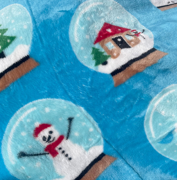 Blue Snow Globes Christmas Holiday Plush Soft Throw Blanket