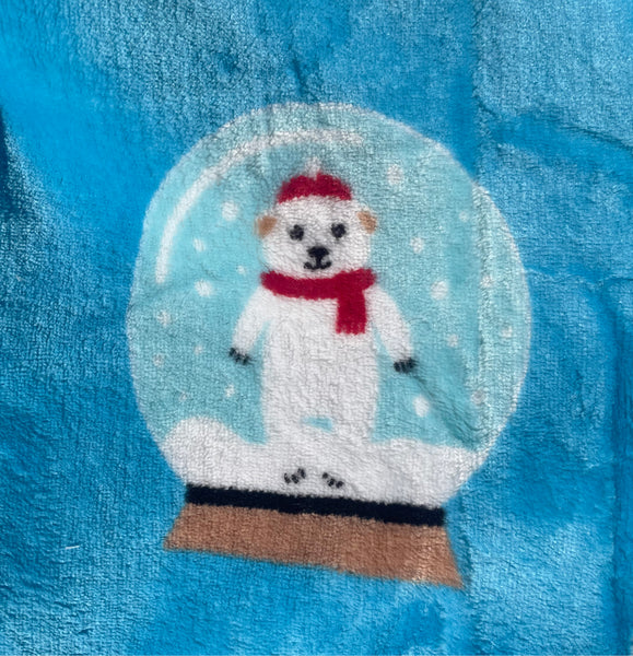 Blue Snow Globes Christmas Holiday Plush Soft Throw Blanket