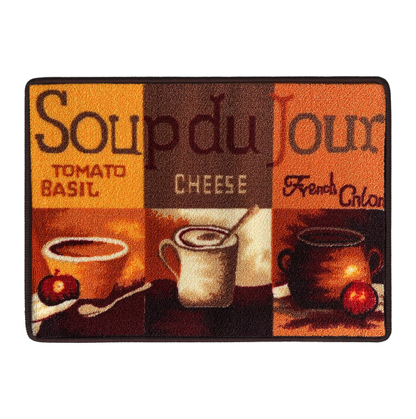 Brown Orange Washable Kitchen Mat With Non-Slip Backing - 24"x17"