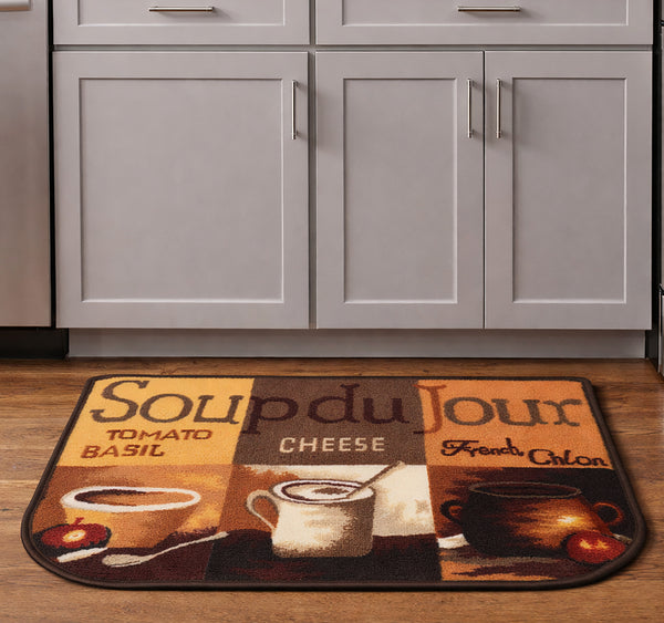 Orange Brown Washable Kitchen Mat With Non-Slip Backing - 30"x18"